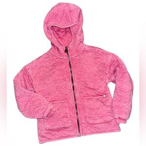 Lucky Brand Youth Girl Light Weight Full Zip Quilted Hoodie Rapture Rose sz 5/6